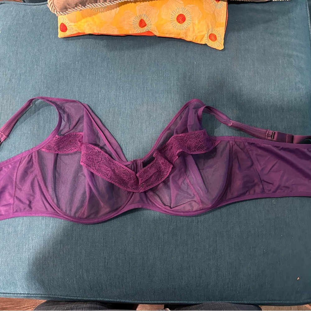 Maison Lejaby Elixir Purple Lace Underwire Plunge Bra 44H
